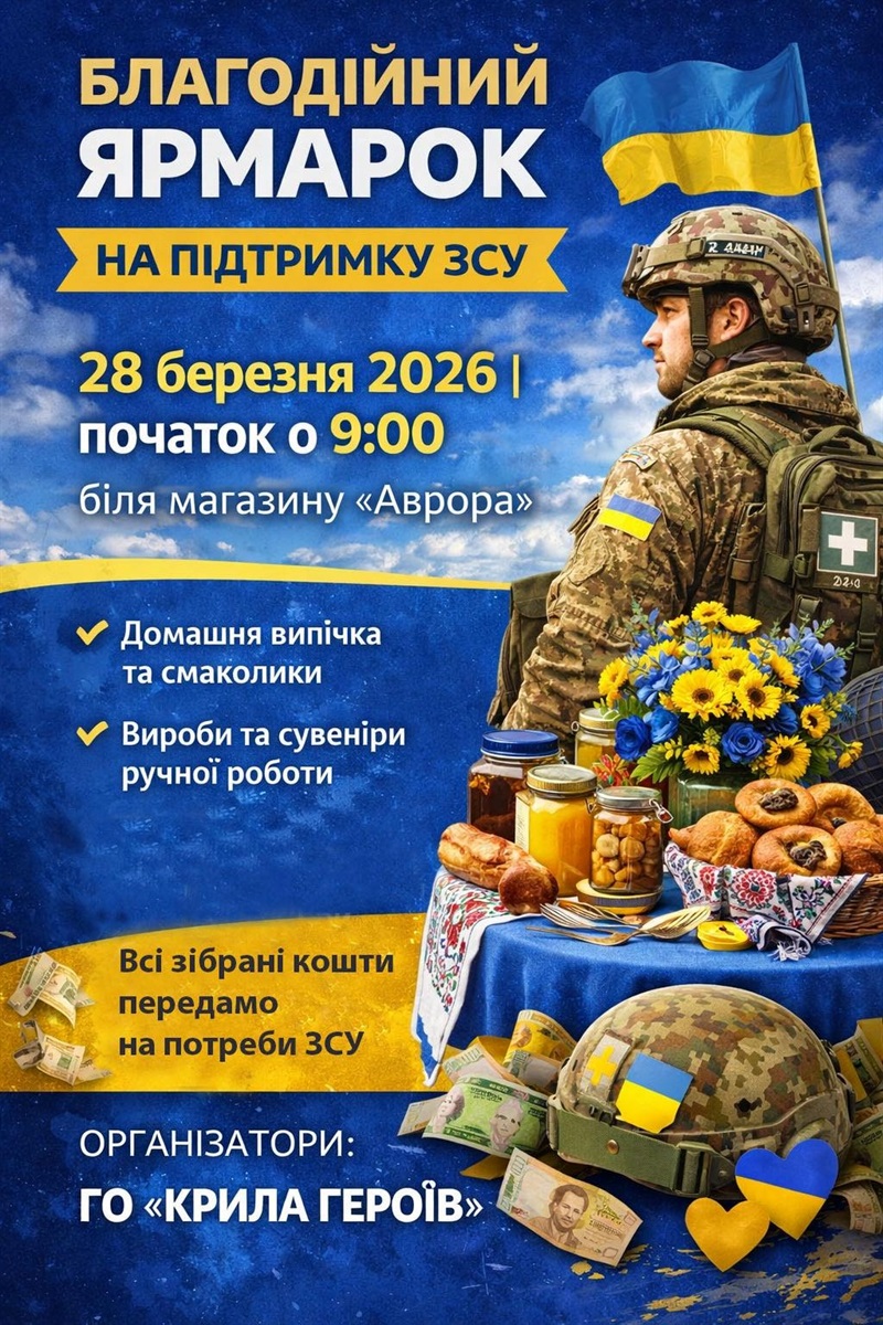 Біля «Аврори» 28 березня— благодійний ярмарок від сімей загиблих захисників Барської громади