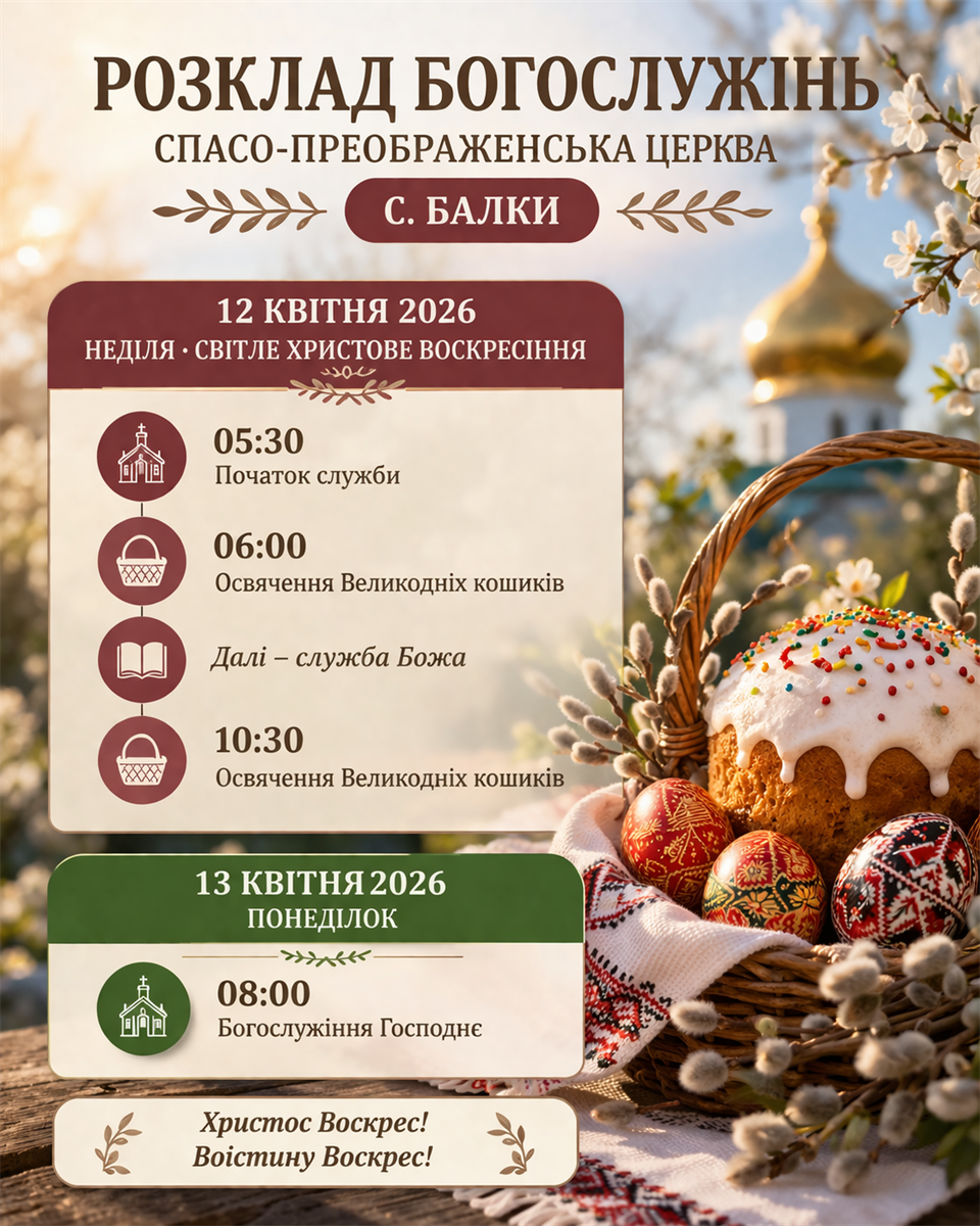 Коли освячуватимуть великодні кошики у м. Бар та околицях: розклад у храмах